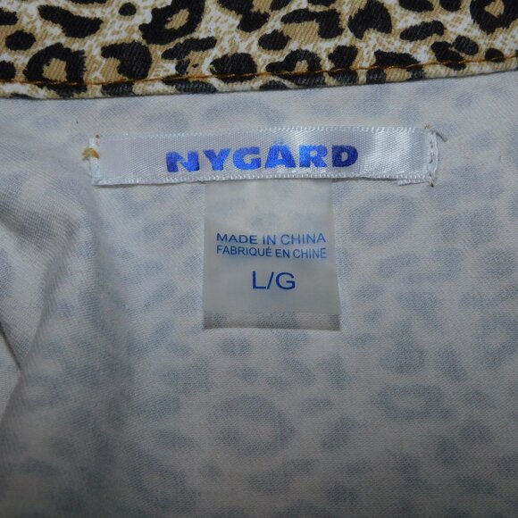 Nygard Womens L Leopard Print Denim button up Vest - Picture 6 of 13